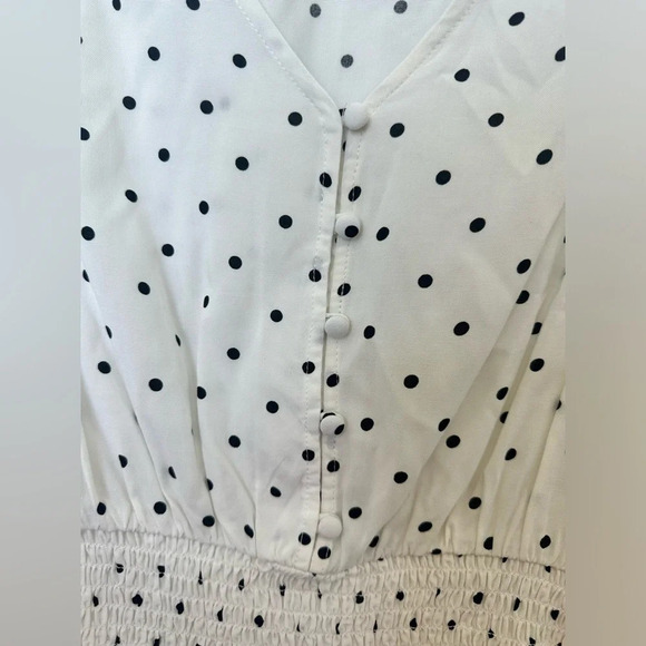 NWT Dex Polka Dot Smocked Blouse‎ Black and White Small - Picture 7 of 10